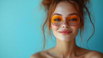 Person with a prank makeup, showing off a silly, playful April Fools look, 8K high resolution with copy space photo