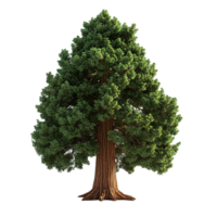 A tall evergreen tree with a large and textured trunk png