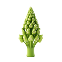 A detailed rendered image of a green plant structure isolated on transparent background png