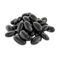 A Pile of Shiny Black Beans Resting Against Darkness isolated on transparent background png