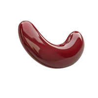 A smooth glossy deep red bean shaped object isolated on transparent background png