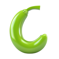 A single bright green pepper displaying a glossy and curved shape png
