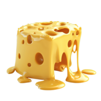 A block of cheese with holes and melting from sides png
