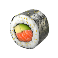A single close up of a sushi roll with various ingredients png