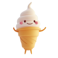 Smiling Cartoon Ice Cream Cone Character Showing Cheerful Expression png