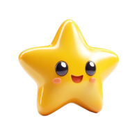 A Smiling Yellow Star Cartoon Character Displayed isolated on transparent background png