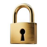 Shiny golden padlock representing security and protection of items png