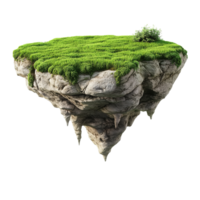 A floating island of rock and greenery appears to be weightless png
