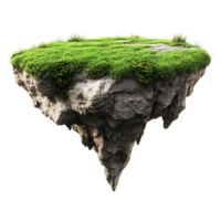 A floating island with green grass and rocky cliffs png