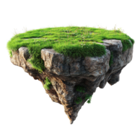 A floating island composed of rock and covered with grass png