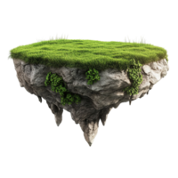 A Floating Island Of Rock And Green Grass With Plants png