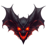 A menacing demonic creature featuring glowing red eyes and sharp teeth png