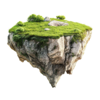 A small floating island with grass plants and rocks png
