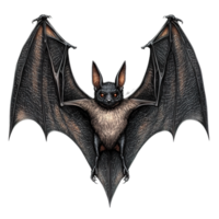 A Digitally Illustrated Bat Displays Expanded Wings Against Black Background png