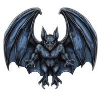 A Fierce Bat Creature With Extended Wings and Open Jaws png