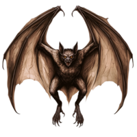 A menacing bat creature with large wings and sharp fangs png