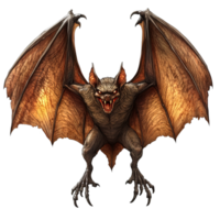 A menacing bat creature with outstretched wings and red eyes png