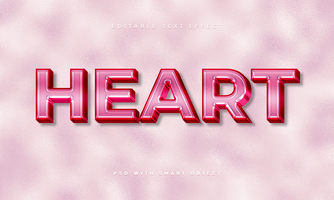 Heart photoshop editable text effect template psd