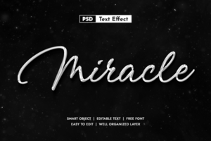Silver Miracle 3D Editable Text Effect psd