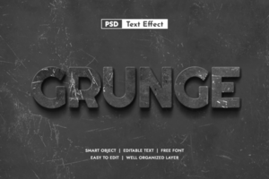 Grunge Texture 3D Editable Text Effect psd