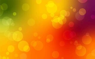 Bright colorful abstract blurred background with golden bokeh and gradient from green, yellow, red, purple and orange colors, magic festive backdrop for banner, posters, wallpaper, package vector