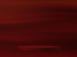 Dark red background 3d with podium. Dark red satin smooth fabric background. Space for selling products on the website. illustration. vector