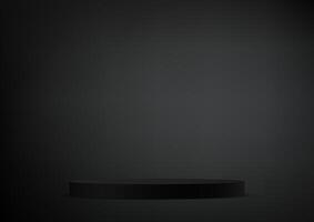 Black background 3d with podium space for selling products, backdrop, wallpaper, background, text. 3D abstract studio room with pedestal podium. illustration vector