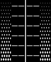 Black and white geometric pattern with diamond shapes, stripes and squares vector
