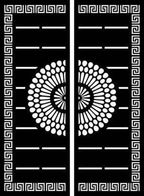 Decorative Black and White Gate Design with Geometric Patterns
