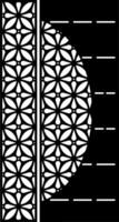 Decorative Black and White Panel with Floral and Geometric Patterns vector