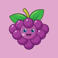 Cartoon Grape with Face. Playful and Cute Fruit Icon vector