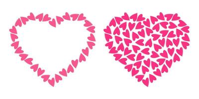 Heart shape Frame border Copy Space Template. Hearts fill Heart shape Background Texture idea Set 2. Isolated illustration St Valentine Day greeting Thematic cards or web promo banner, leaflets vector
