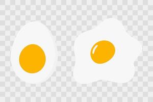 Fried egg with yolk Half Hard boiled egg World Egg Day Receipt Menu Pictogram Design element concept. Isolated illustration Thematic cards or web promo banner, leaflets, print materials or tags vector