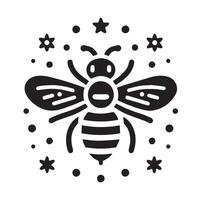 Simple black and white bee graphic design vector