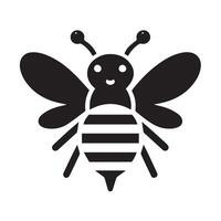 A stylized, black and white graphic of a bee within a circle. vector