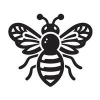 A stylized, black and white graphic of a bee. vector