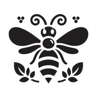 A stylized graphic of a bee, presented in a simple black silhouette against a white background. vector