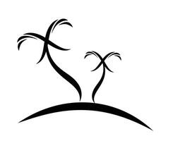 line art work icon of palm tree on an island in black vector