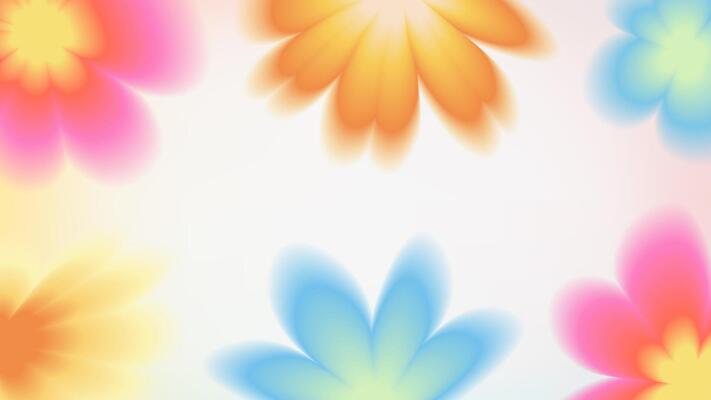 Floral rainbow background with flowers. Blurred neon flowers with aura in y2k style, nostalgia. poster