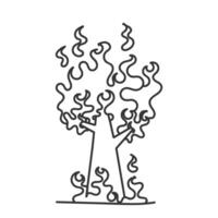 a drawing of a tree with flames coming out of it vector