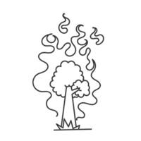a drawing of a tree with smoke coming out of it vector