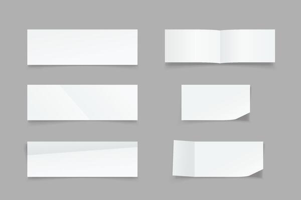 paper lists with different folds in set