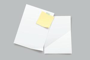 white papers with memo note top view vector