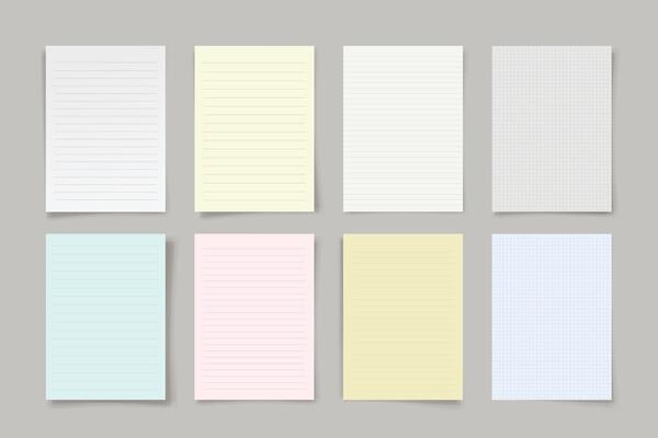 various paper colors in set with shadows