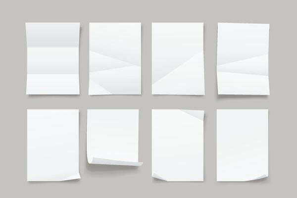 paper lists with various folds in set
