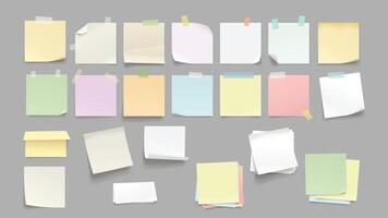 different paper memo notes in big set vector