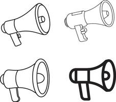 Speaker icon Megaphone loudspeaker with voice recording or siren. Attribute for organizers and leading mass events. vector