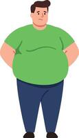 Chubby man standing with a neutral expression in a flat design style, showcasing simplicity and charm in art vector