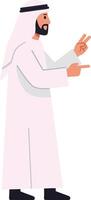 A man in traditional attire gesturing with fingers in a friendly manner, minimal design style, showcasing cultural expression in art vector