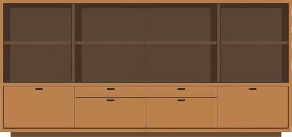 Modern wooden storage cabinet design featuring flat surfaces and spacious compartments in a minimal style of art vector